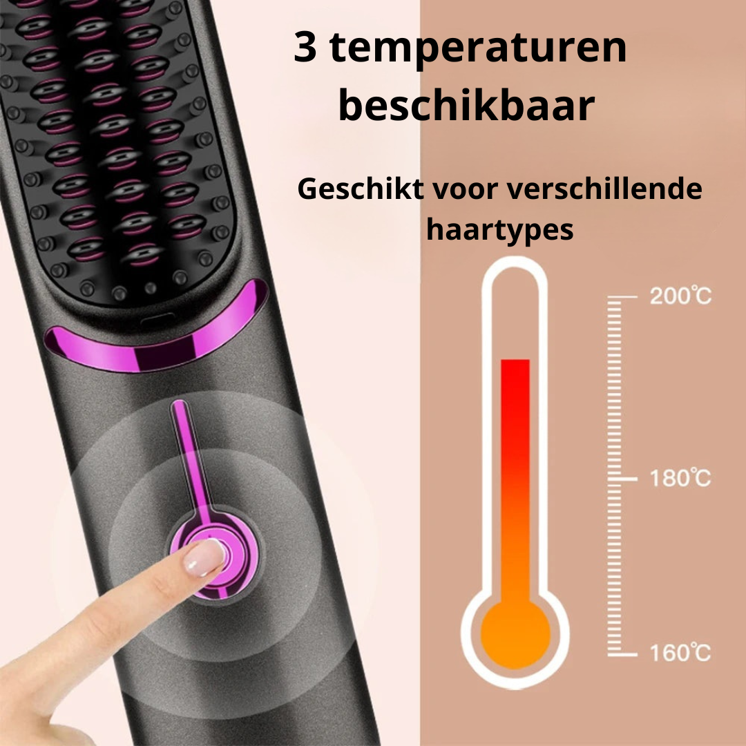 LuxBrush Pro - Draadloze Stylingborstel voor Perfect Haar, Altijd en Overal